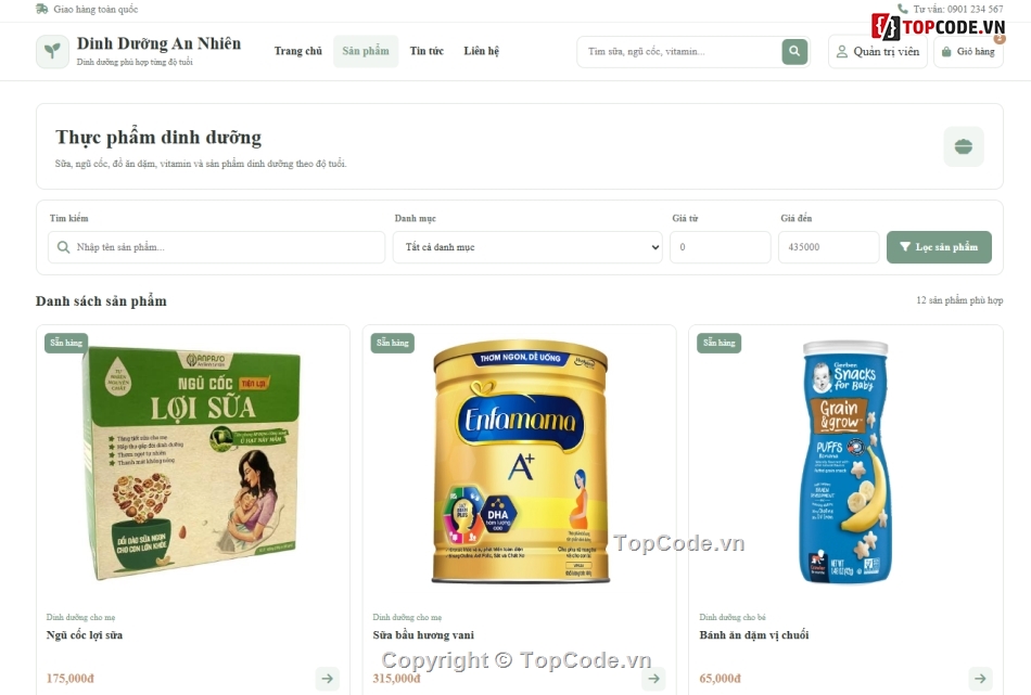 Web ẩm thực,bán thực phẩm,bán thực phẩm dinh dưỡng